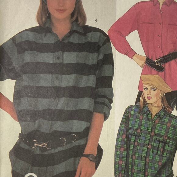 McCalls 2102 Pattern Top Miss 8 80s Button Up Collared Shirttail Hem Pocket - Picture 1 of 5